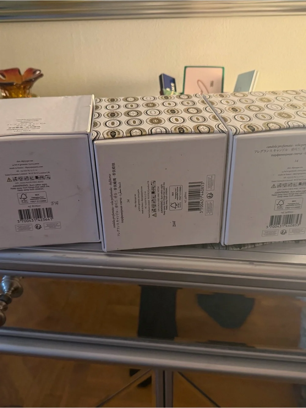 3 Diptyque Empty Candle Boxes  Roses & 34 Candle Box Set